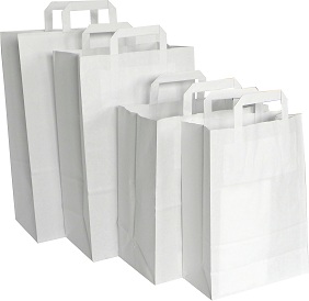 papírové tašky - plochá ucha - bílé