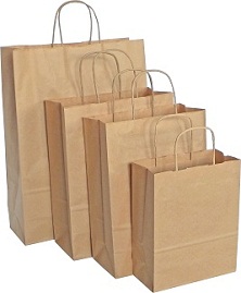 papírové tašky - kroucená ucha - hnědé