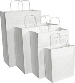 papírové tašky - kroucená ucha - bílé