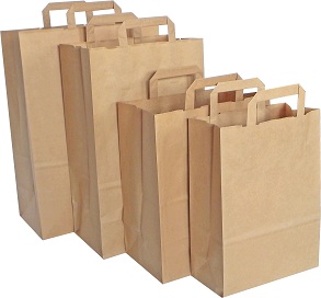 papírové tašky - plochá ucha - hnědé