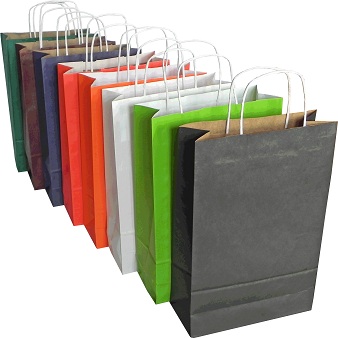 papírové tašky barevné - kroucená ucha